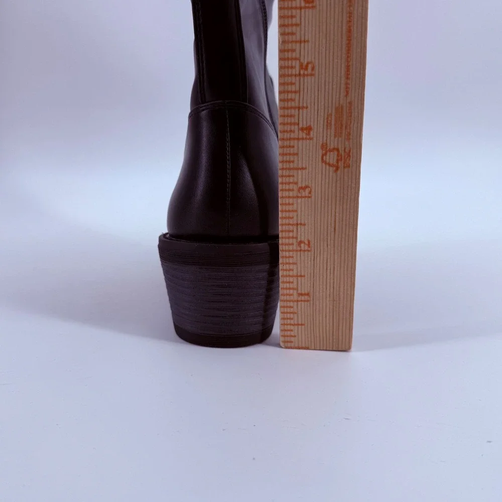 Jeossy Black Tall Boots Knee High Block Heel Size 6.5 NEW